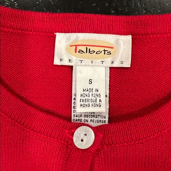 Talbots Vintage Red Cardigan with Dog Embroidery Size SP - Picture 7 of 10